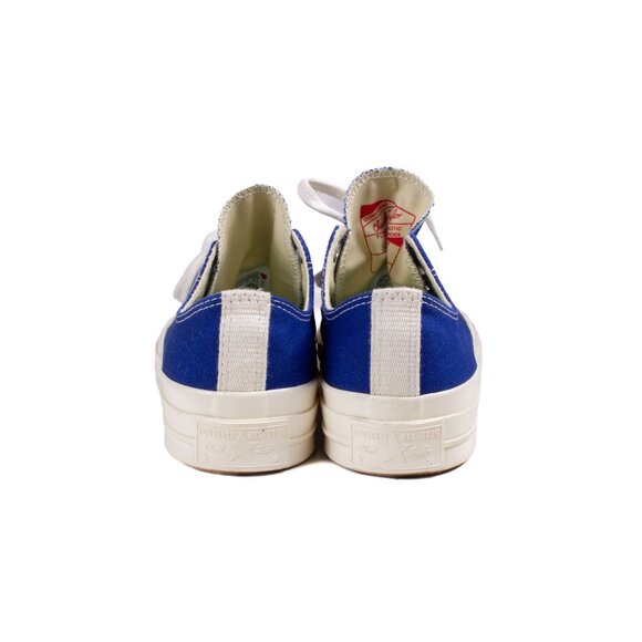 COMME DES GARCONS PLAY x CONVERSE Blue Canvas Heart Low Top Sneakers - Picture 4 of 7